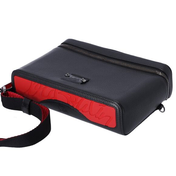 Christian Louboutin Kipi Pouch Messenger Bag 3185198 Black Red Leather - Picture 6 of 7